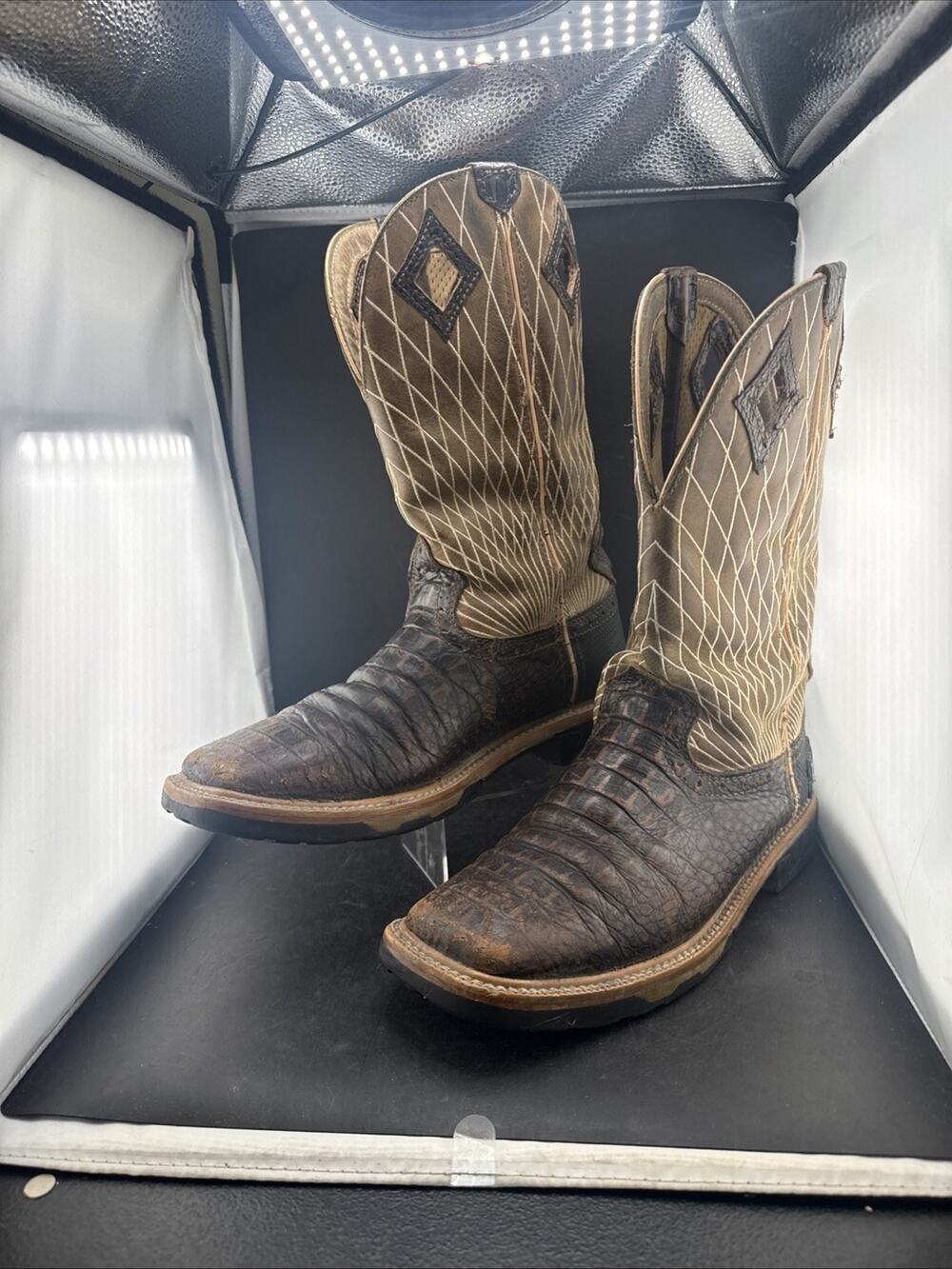 Justin WK4832 Derrickman Mens 8D Croc Print Moss Webb Soft Toe Work Boots 12"